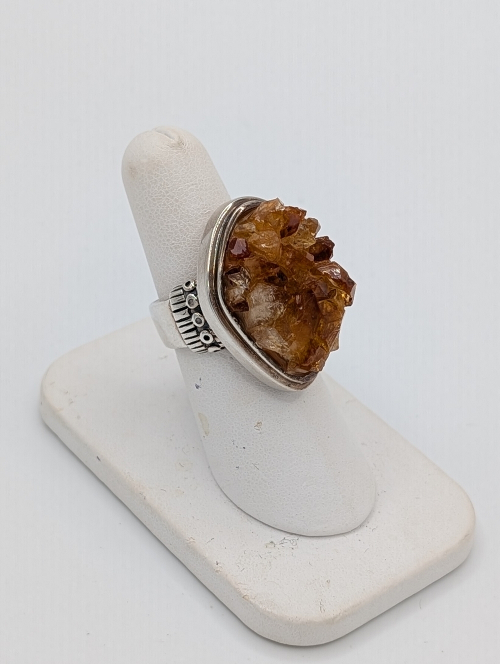 Barse 925 Sterling Silver Citrine Druzy Ring Size 7